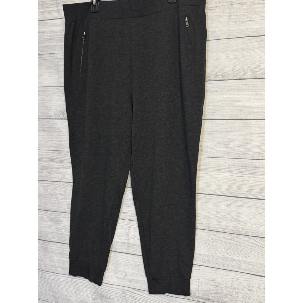 Avenue Women's Charcoal Dressy Jogger Pants 18 Zipper Pockets Stretch - Picture 3 of 7